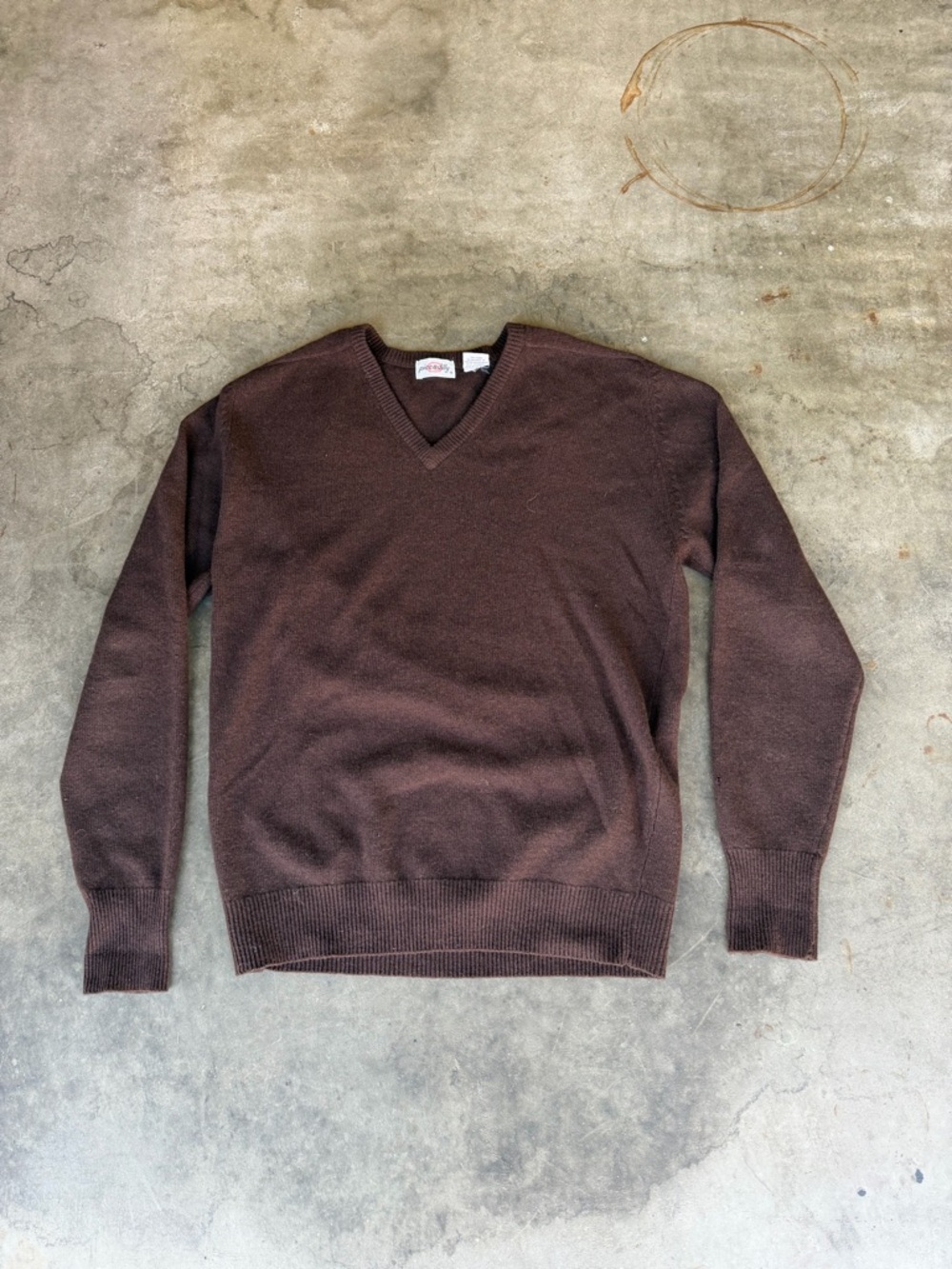 Picadilly Sweater Men’s XL Brown 100% Australian Lambswool V-Neck Pullover